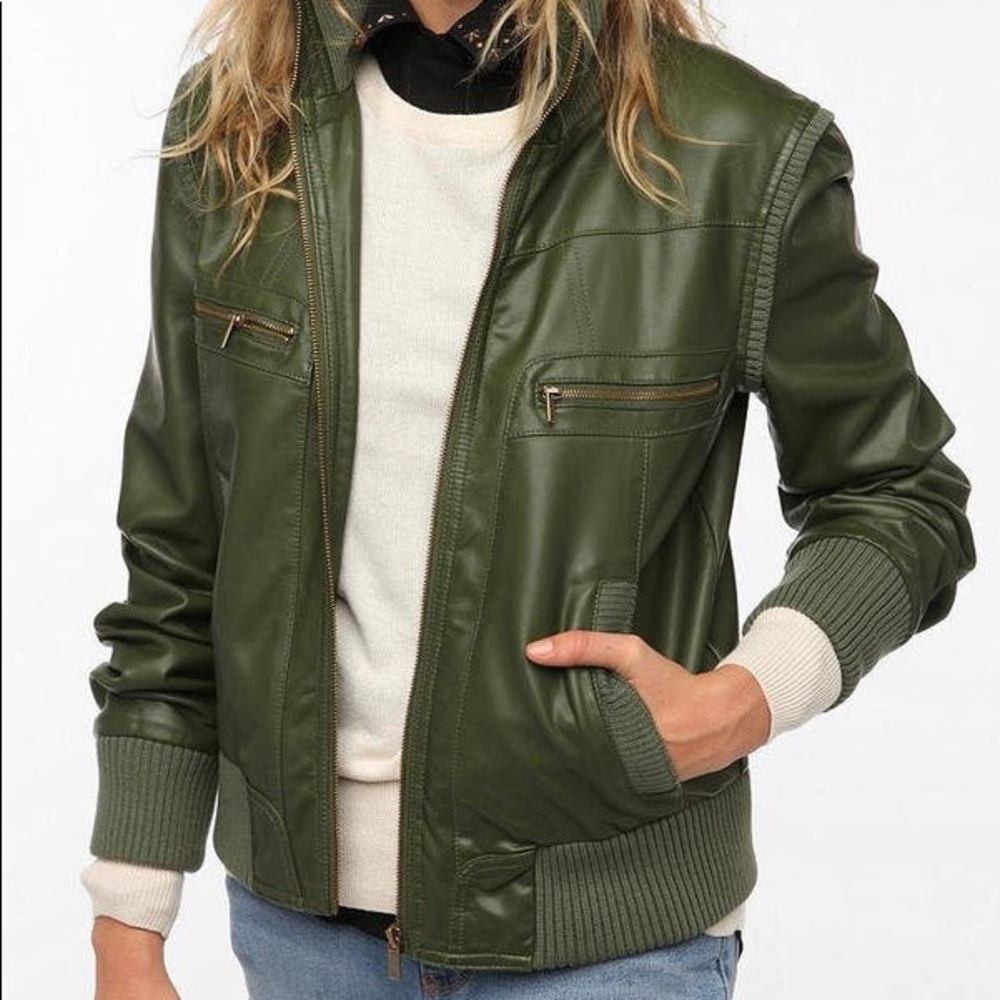 BDG Green Faux Leather Jacket
